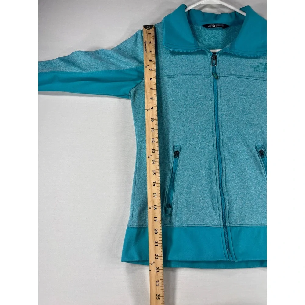 The North Face Womens Teal Heather Full Zip Fleece Jacket Mock Neck Small S/P